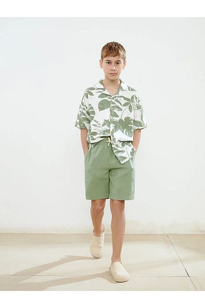 LC Waikiki Lcw Kids White Patterned Boys' Shirt and Shorts