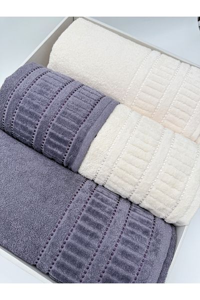 AYHANHOME 4-Piece Boxed Bath Towel Set 2 Pieces 50X90-2 Pieces 90X150