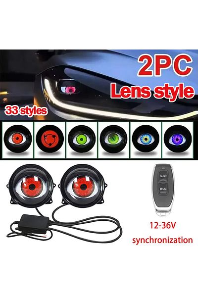 Choice Lens Style 2pcs Led Car Dynamic Devil Eye Large Light 3-inch 33 Mode 3d Lens Dynamic Pupils Headligh