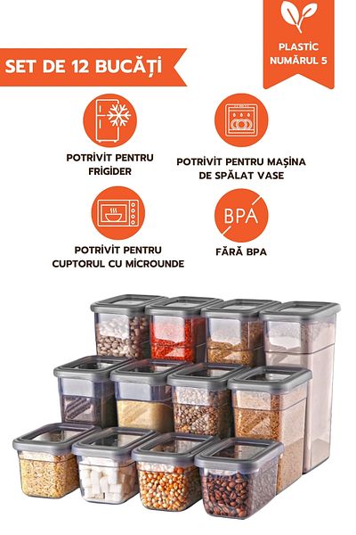 Ginza Maison Set Of 12 Feeding Boxes (4X1580, 4X1100, 4X580ML), 25 Gift Tags, Anthracite, Rectangular Lid