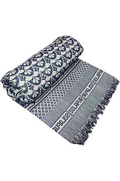Generic Theone Solapur Chaddar Cotton Blanket, 5 X 7.5Ft, Blue, Durable