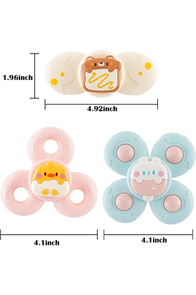 Yelajoy 3PCS Suction Cup Spinner Toy,Suction Cup are Made of ABS Food-grade Soft Silicone for Toddlers 1-3