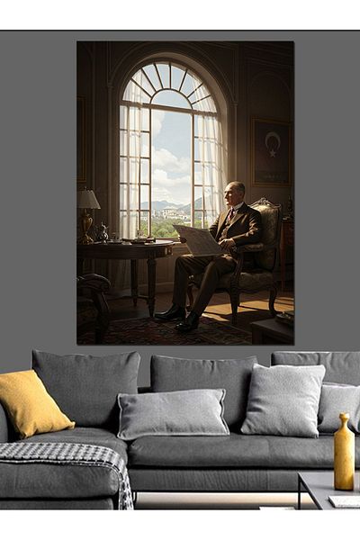 Tablomega Mustafa Kemal Atatürk Decorative Canvas - Mdf Wooden Painting