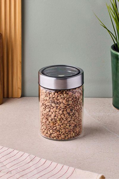 Perotti Cassetto 500 ml Stainless Steel Borosilicate Glass Jar with Lid 8.5X12 cm