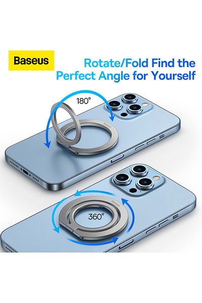 Baseus Baseus Halo Series Foldable Magnetic Ring Stand | 360° Rotation Holder & Stand for Phones - Silver