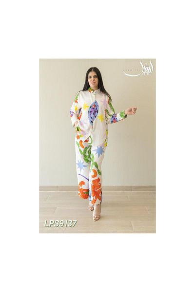 AL BATOOL Linelle Printed Long Sleeve Co-ord Set For Women, Stylish And Comfortable Two-piece Outfit