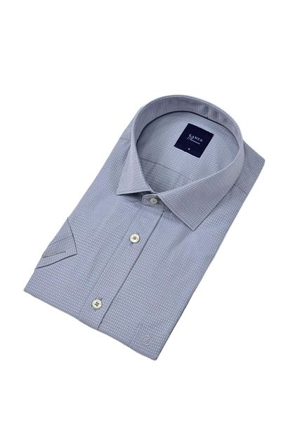 KAMER Men's Classic Dobby Short Sleeve Shirt 9398 Bgl-St04572
