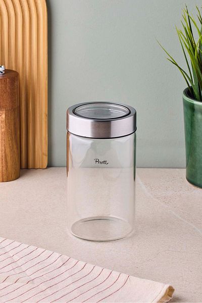 Perotti Cassetto 650 ml Stainless Steel Borosilicate Glass Jar with Lid 8.5X15 cm