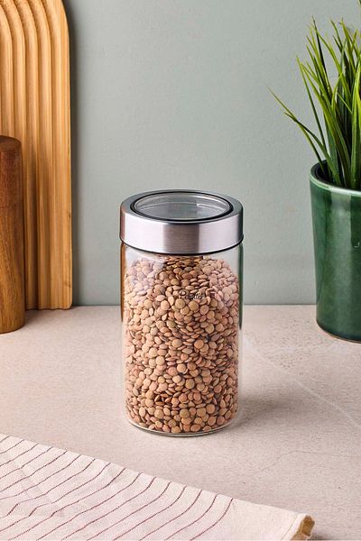 Perotti Cassetto 650 ml Stainless Steel Borosilicate Glass Jar with Lid 8.5X15 cm