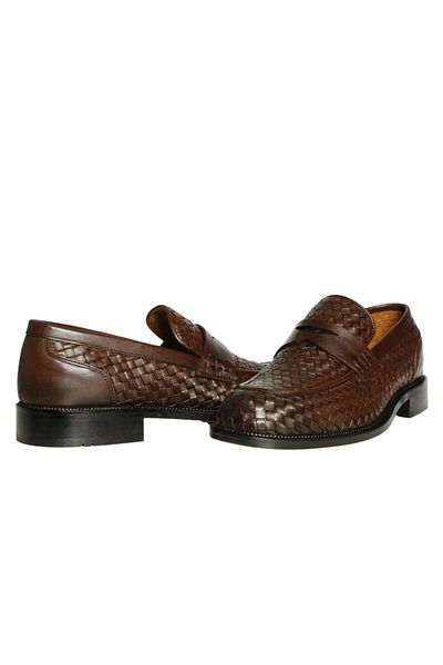Platin Brown Knitted Leather Men's Leather Classic Loafer