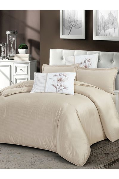 Donetella Duvet Cover Set 4-Pcs Single Size Striped Bed Set160 x 220 Cms Microfiber (Without Filler).