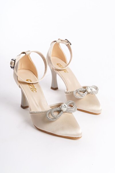 sefayol Γυναικεία παπούτσια με τακούνι Ambre Beige Satin