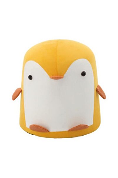 Evelise Παιδικό σκαμπό, μοντέλο πιγκουίνου, ύφασμα, ξύλο, κίτρινο και λευκό, ...