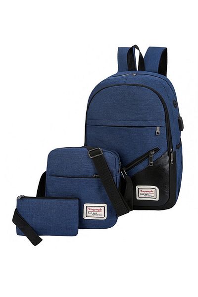 HALAMODO Set Of 3 New Style Backpack Blue