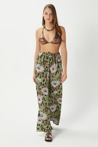 Ritnice Women's Talia Green Elastic Waist 100% Viscose Summer Trousers