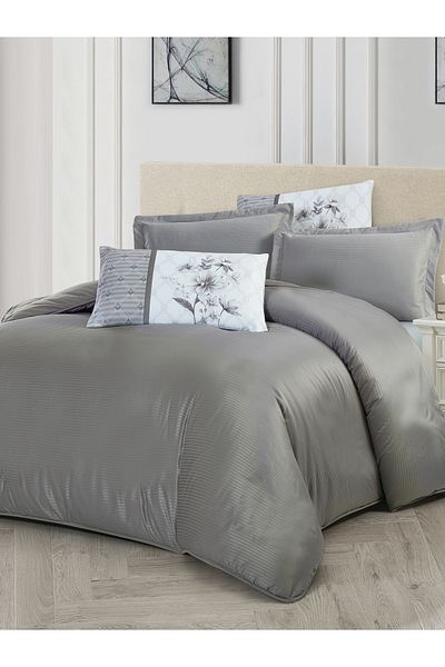 Donetella Duvet Cover Set 4-Pcs Single Size Striped Bed Set160 x 220 Cms Microfiber (Without Filler)