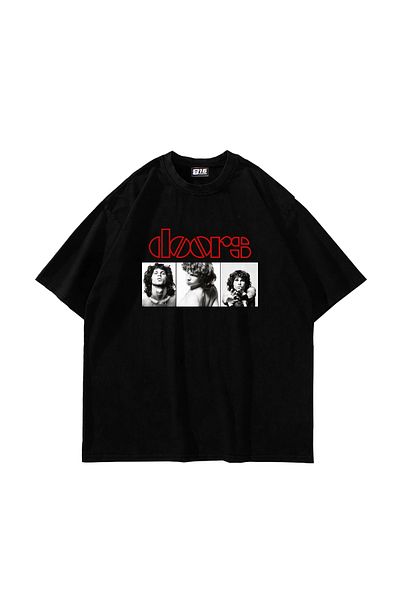 Sekizbiraltı Πόρτες με στάμπα Oversize Unisex Μαύρο Tshirt