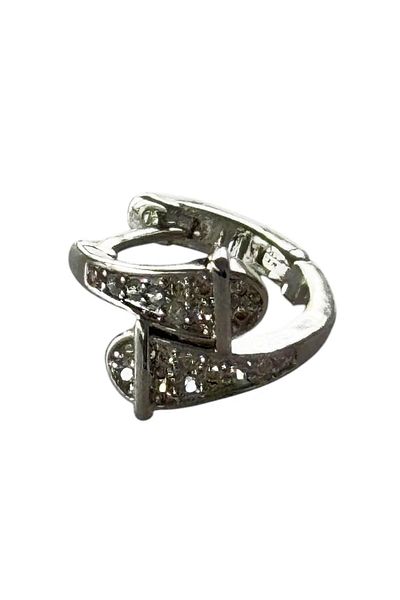 TAKIŞTIR Silver Color Snake Figured Stone Detailed Surgical Steel Ring Tragus/ Cartilage Earring/Piercing (Single)