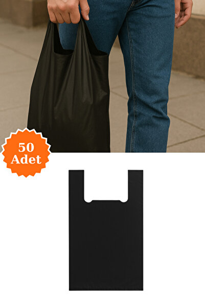 PlasandPlus Dayanıklı Market Bakkal Tekel Manav Mağaza Taşıma Torbası Atlet Çöp Poşeti 54x79 cm 50Li