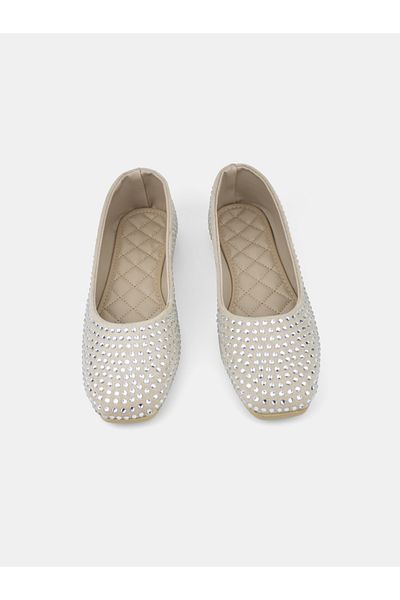 MAGGIO Beige Stone Women's Ballerina Flats Wide Fit Take One Size Smaller