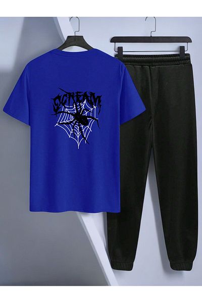 uyguntarz Unisex Scream Black Design bedrucktes T-Shirt-Trainingsanzug-Set