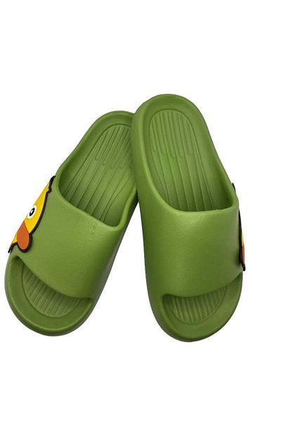 CRACOS Beach Slippers, Green With Duckling Print, Size 36-37, 24 Centimeters