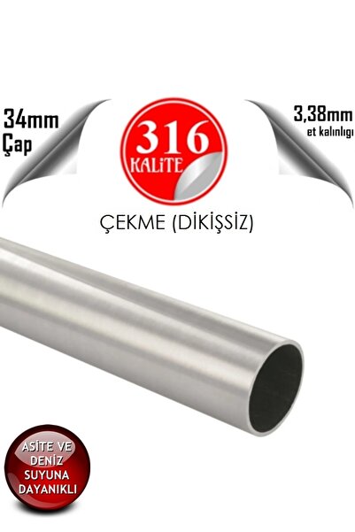 abcpaslanmaz Paslanmaz Çelik 316 Kalite Çekme Boru 34 X 3,38 Mm (1 METRE)