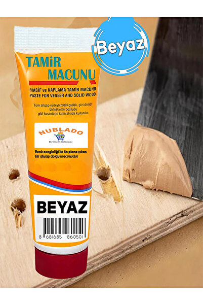 NUBLADO Ahşap Mobilya Parke Tamir Dolgusu Macunu (200 GR BEYAZ) Çatlak Çizik ...