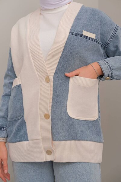 Suede Style 8648 - Дамско плетено дънково яке