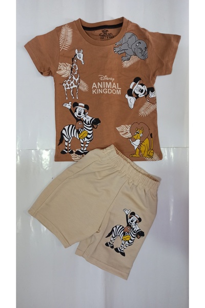 Cmk Kids Safari Themed Children's Summer Shorts Top and Bottom Set