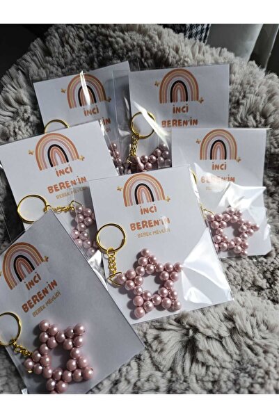 NLYCOLLECTİON İNCİ YILDIZ ANAHTARLIK 20 ADET (KİŞİYE ÖZEL) BEBEK MEVLİDİ, DOĞ...