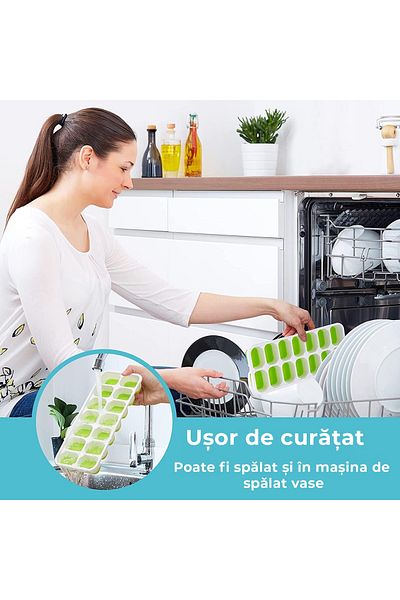 Bukate Set of 2 Bukate® Silicone Ice Trays with Lids, Reusable, 14 Compartments
