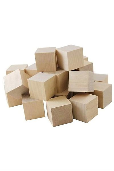 PRATİKOBA Südor Wooden Cube Block 20 Pieces Natural Sdr-BS125