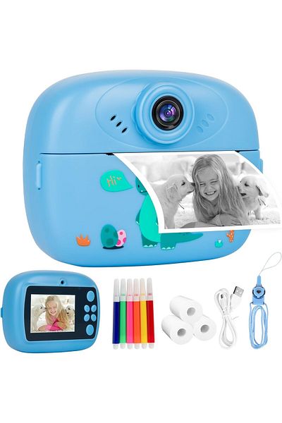 MACON PTUI Instant Camera for Kids - 1080P Kids Camera with 32GB SD Card, 3 Rolls of Printing Paper, 6 Col