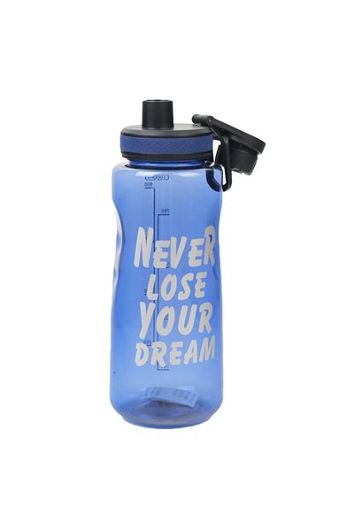 PUFO Motivational Graduated Water Bottle For Sports, Fitness, Training, 1 L, Navy Blue