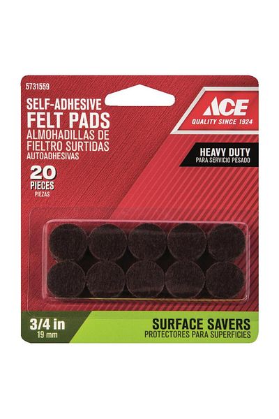 ACE Heavy Duty Self-Adhesive Felt Pads Pack (1.90 cm, 20 Pc.)