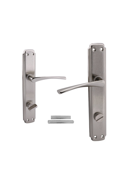 Badem10 Kumrucan (1 TAKIM) Nikel Inox Wc Banyo Kilitlenebilir Kapı Kolu Sağa Sola Uygun Ön Arka