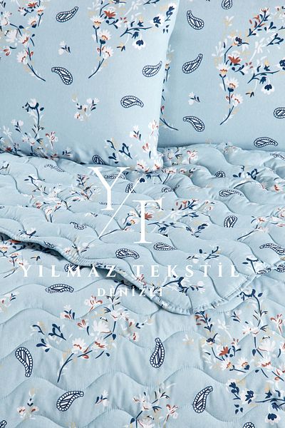 ChicMaison Double Bedspread 200X220 |   2 Pillow Cases 50X70 |   Dowry Set |   Dowry Team |   Blue