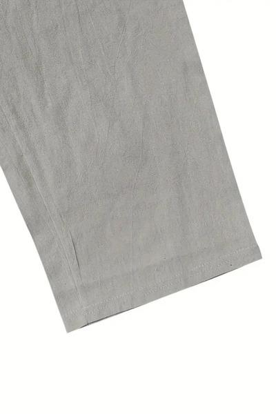 COOL TARZ Erkek Gümüş Relaxed Fıt Pamuklu Keten Pantolon