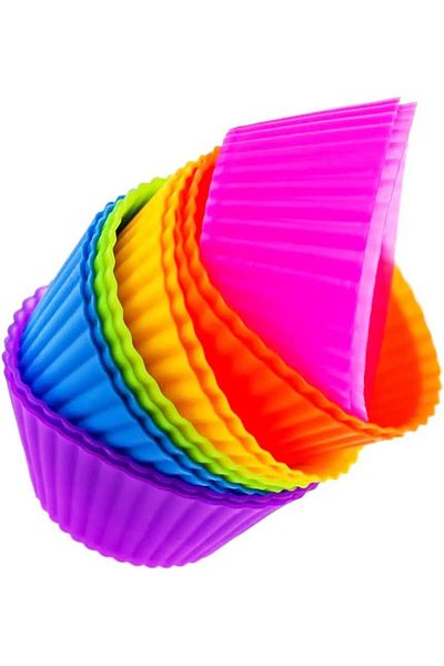 Bukate Set 24 de forme de copt pentru Briose, Bukate®, din Silicon, Multicolore, fara BPA, Reutilizabile