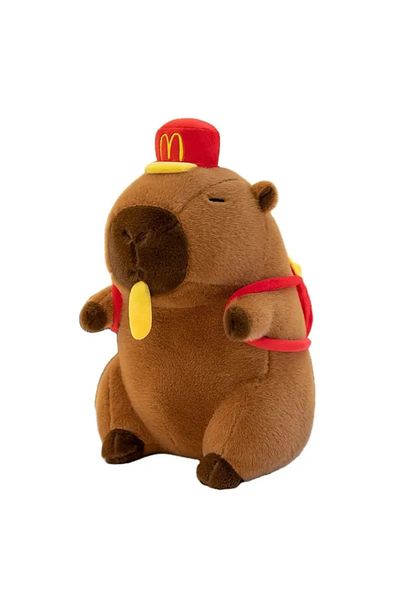 ABYZ Capybara plush toy 36cm with red backpack and cap soft cute and ideal for children perfect gift