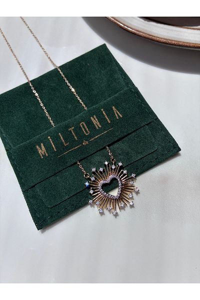 Miltonia Stylish Non-Tarnish Long Necklace with Heart Zircon Stone