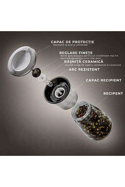 Bukate Set of 2 Salt and Pepper Mills, Bukate®, Stainless Steel and Glass, Adjustable Rotor for Fineness of Grinding