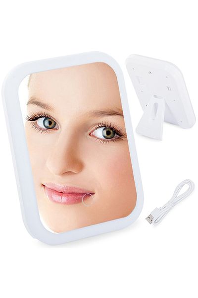 Evelise Oglindă cosmetică mini cu iluminare LED, 15 x 20 cm, albă
