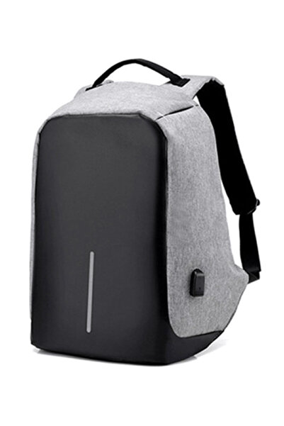 HALAMODO Grey/Black Laptop Backpack with USB Charging for 15.6-Inch Laptop - Anti Theft