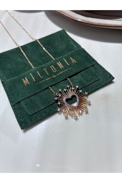 Miltonia Stylish Non-Tarnish Long Necklace with Heart Zircon Stone