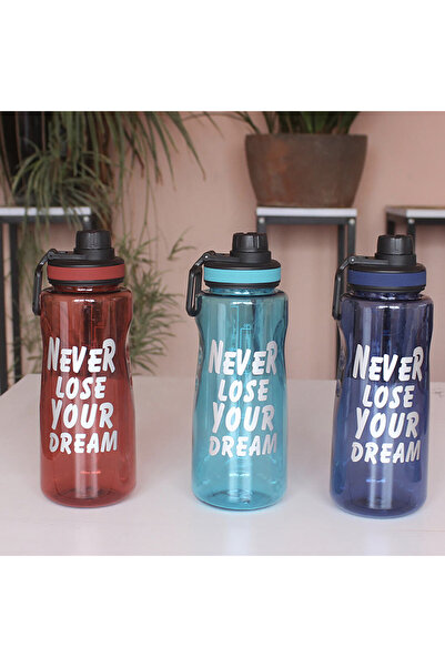 PUFO Sticlă de apă gradată motivațională pentru sport, fitness, antrenament, 1 L, albastru marin