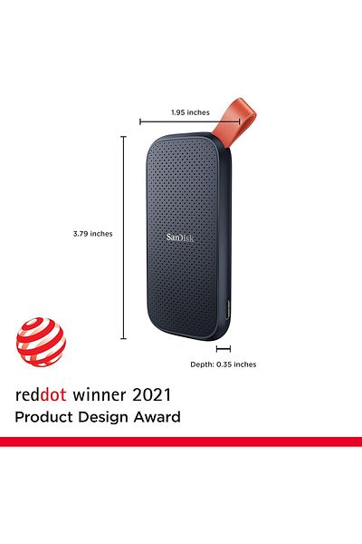 SanDisk قرص SSD محمول بسعة 1 تيرابايت - سرعة تصل إلى 800 ميجابايت/ثانية، منفذ USB 3.2 من الجيل الثاني، منفذ USB-C، صغير الحجم ومتين - SDSSDE30