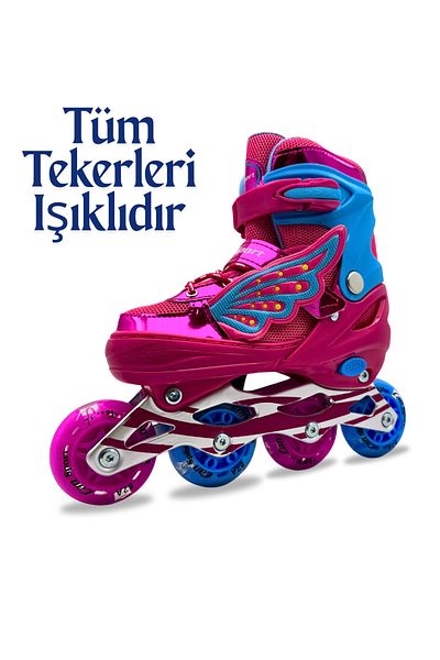 İMVULA Professional Angel Wing Lighted Silicone Wheels Adjustable Child-Adult Roller Skates