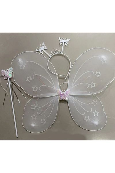 Emperium White Color Butterfly Wing Crown and Stick 50X37 cm (5122)
